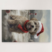 Yorkipoo Hond in Sneeuw Kerstmis Legpuzzel (Horizontaal)