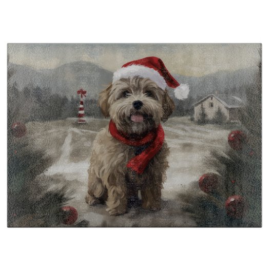 Yorkipoo Hond in Sneeuw Kerstmis Snijplank (Voorkant)
