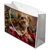 Yorkipoo Hond Kerstfeest Groot Cadeauzakje (Achterkant Gekanteld)