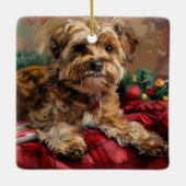 Yorkipoo Hond Kerstfeest Keramisch Ornament (Achterkant)