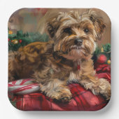 Yorkipoo Hond Kerstfeest Papieren Bordje (Voorkant)