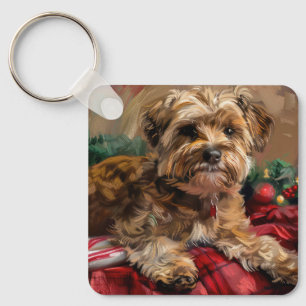 Yorkipoo Hond Kerstfeest Sleutelhanger