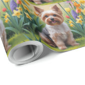 Yorkipoo Hond Spring Bloemen Schilderen Cadeaupapier (Rol Hoek)