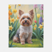 Yorkipoo Hond Spring Bloemen Schilderen Fleece Deken (Voorkant)
