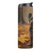 Yorkipoo in de herfst laat Herfst inspireren Thermosbeker (Gedraaid links)