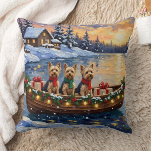 Yorkipoo Kerstboot Vakantie Kussen