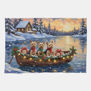 Yorkipoo Kerstboot Vakantie Theedoek