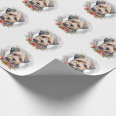 Yorkipoo Kerstkrans feestelijke pup Cadeaupapier (Hoek)