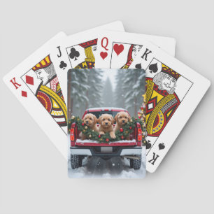 Yorkipoo Kerstmis Rode Truck Kerstcadeau Pokerkaarten
