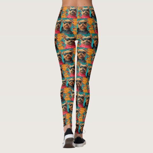 Yorkipoo met hart Rozen Valentijnsdag Leggings (Achterkant)