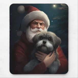 Yorkipoo met kerstman Feestelijke Kerst Muismat