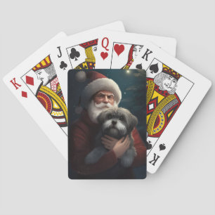 Yorkipoo met kerstman Festive Kerstmis Pokerkaarten