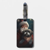 Yorkipoo met sinterklaas feestelijke kerst bagagelabel (Achterkant verticaal)