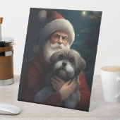 Yorkipoo met sinterklaas feestelijke kerst reclamebord met voetstuk (Insitu)