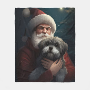Yorkipoo met Sinterklaas Festive Kerstmis Fleece Deken