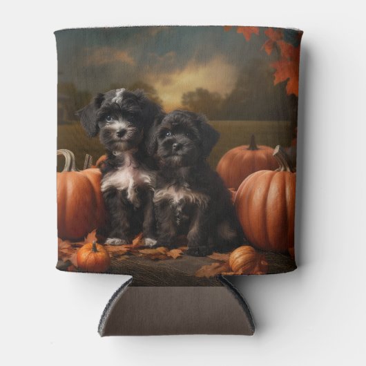 Yorkipoo Puppy Herfst Delight Pompoen Blikjeskoeler (Voorkant)