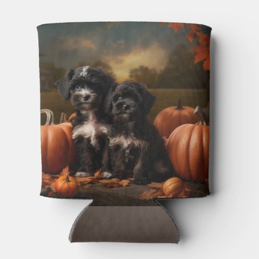 Yorkipoo Puppy Herfst Delight Pompoen Blikjeskoeler (Achterkant)