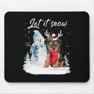 Yorkipoo Santa Dog Christmas Snowman Xmas Pajama 1 Muismat