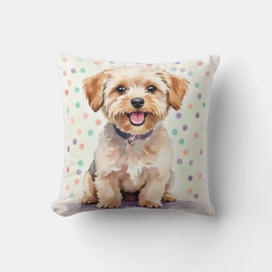 Yorkipoo-waterverf spetterpuntkunst kussen