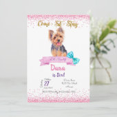 Yorkshire Birthday Invitation, Yorkshire Terrier Kaart (Staand voorkant)