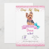 Yorkshire Birthday Invitation, Yorkshire Terrier Kaart (Voorkant / Achterkant)