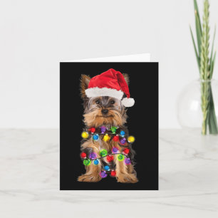 Yorkshire Christmas Yorkie Dog Santa Hat Kerstmis Kaart