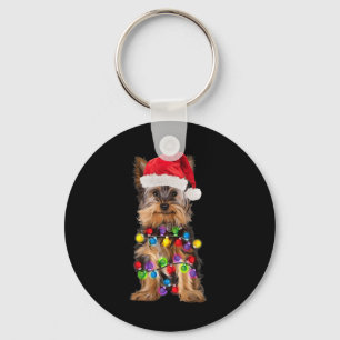 Yorkshire Christmas Yorkie Dog Santa Hat Kerstmis Sleutelhanger
