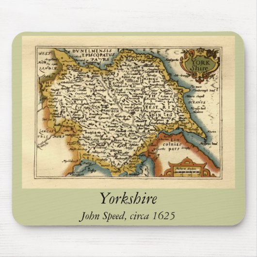 Yorkshire County England Oude antiquarische atlas  Muismat (Voorkant)