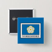 Yorkshire County England Vierkante Button 5,1 Cm (Voorkant /achterkant)