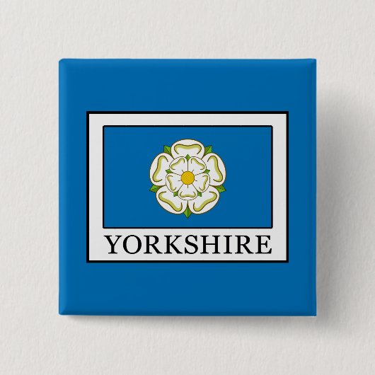 Yorkshire County England Vierkante Button 5,1 Cm (Voorkant)