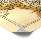 Yorkshire County Map, Engeland Poster (Hoek)