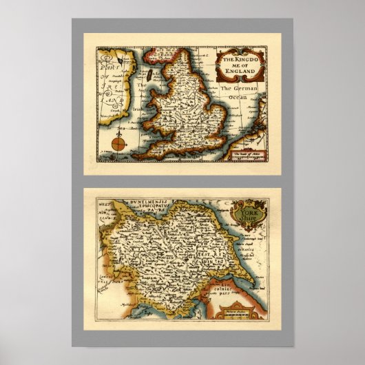 Yorkshire County Map, Engeland Poster (Voorkant)