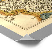 Yorkshire County Map, Engeland Poster (Hoek)