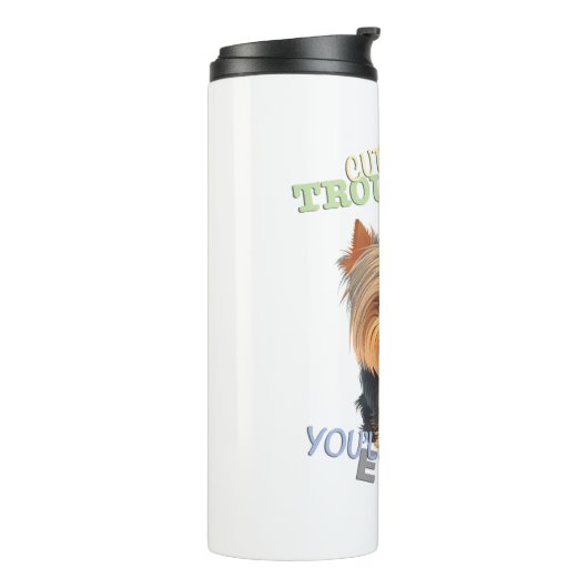 Yorkshire Dog Cuttest Trouble Maker Schattig Schat Thermosbeker (Gedraaid links)