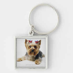 Yorkshire doodsbang met rode bogen sleutelhanger