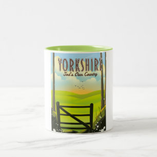 Yorkshire "God's own Country" vintage reisposter Tweekleurige Koffiemok