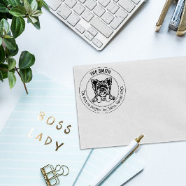 Yorkshire hond retouradres familie rubberstempel