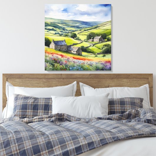 "Yorkshire Meadowsong" Landschap Yorkshire Dales Canvas Afdruk (Insitu (Slaapkamer))