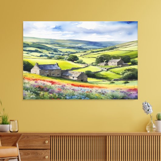 "Yorkshire Meadowsong" Landschap Yorkshire Dales Canvas Afdruk (Insitu (Woonkamer))