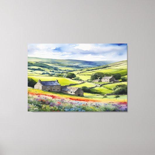 "Yorkshire Meadowsong" Landschap Yorkshire Dales Canvas Afdruk (Voorkant)