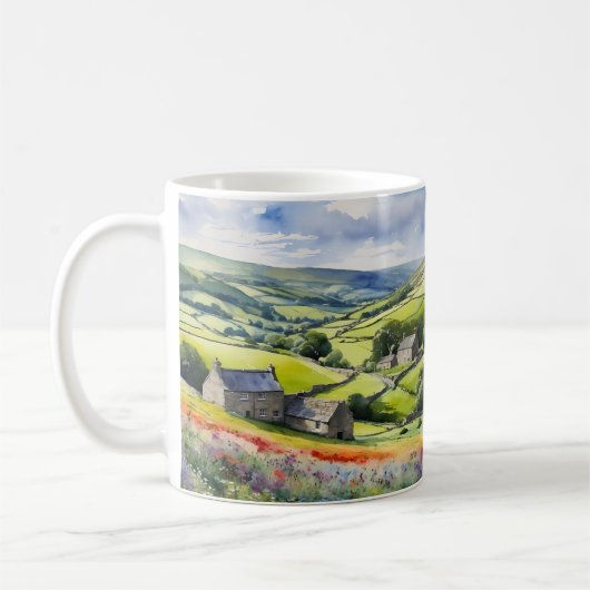 "Yorkshire Meadowsong" Landschap Yorkshire Dales Koffiemok (Links)