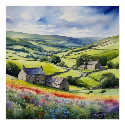"Yorkshire Meadowsong" Landschap Yorkshire Dales Perfect Poster (Voorkant)
