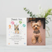 Yorkshire Puppy Dog Verjaardagsfeestje Dank je kaa Kaart (Staand voorkant)