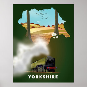 Yorkshire Railway Map reisdruk Poster