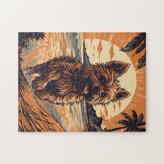 Yorkshire-terrier aan het strand legpuzzel (Horizontaal)