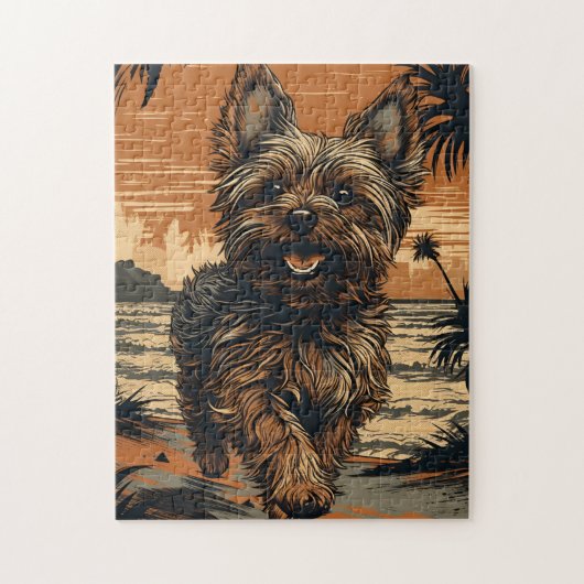 Yorkshire-terrier aan het strand legpuzzel (Verticaal)