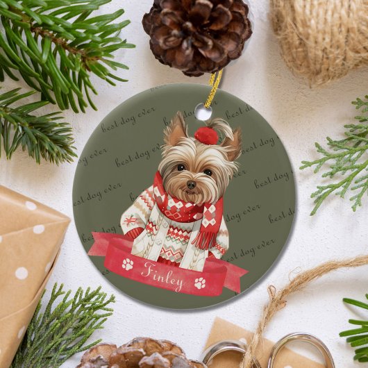 Yorkshire Terrier Aangepaste Kerstversiering Keramisch Ornament