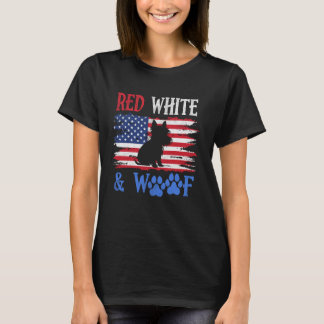 Yorkshire Terrier Amerikaanse Vlag VS Rood Wit & W T-shirt