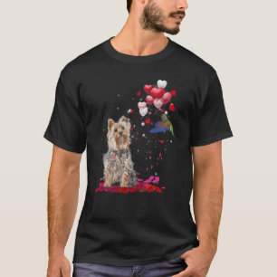 Yorkshire Terrier Balloon Hummingbird Heart Love R T-shirt