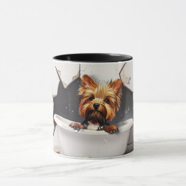 Yorkshire Terrier Bath Time - Schattige 3D-Mok Mok